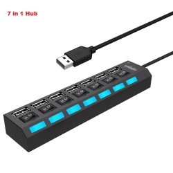 7 in 1 USB Hub Individual ON/Off Switches LED indicator