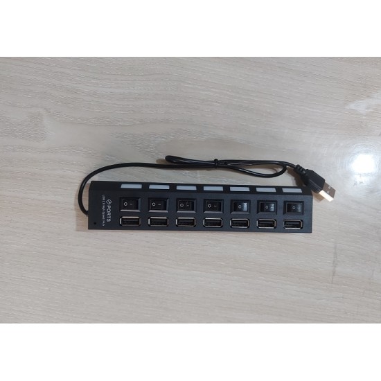 7 in 1 USB Hub Individual ON/Off Switches LED indicator