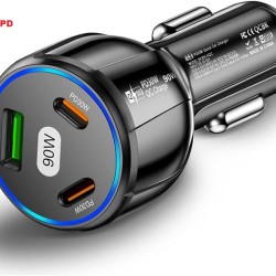 90W Car Charger 3 Port PD Fast Charging