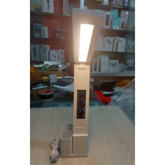 Foldable Clock Desk Lamp Touch Light With Pen Holder