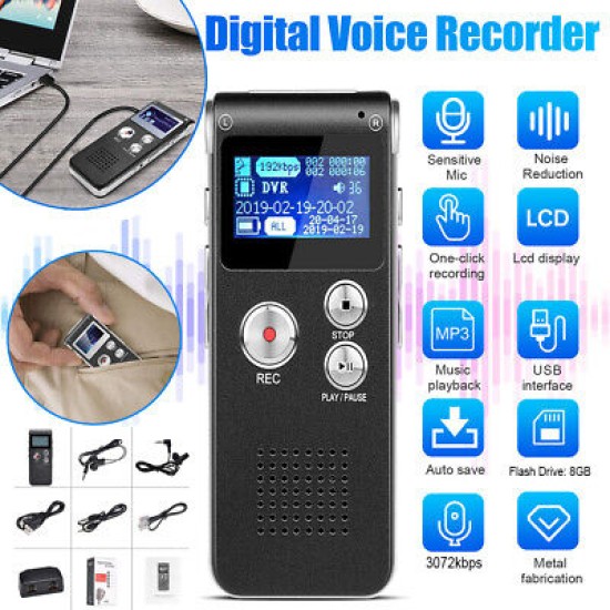 N28 Digital Voice Recorder 8GB LED Display MP3