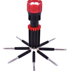 8 in 1 Multi Portable Screw driver Tools Set with 6 LED Torch