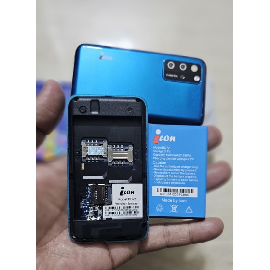 icon BD72 Mini Card Phone Dual Sim Blue