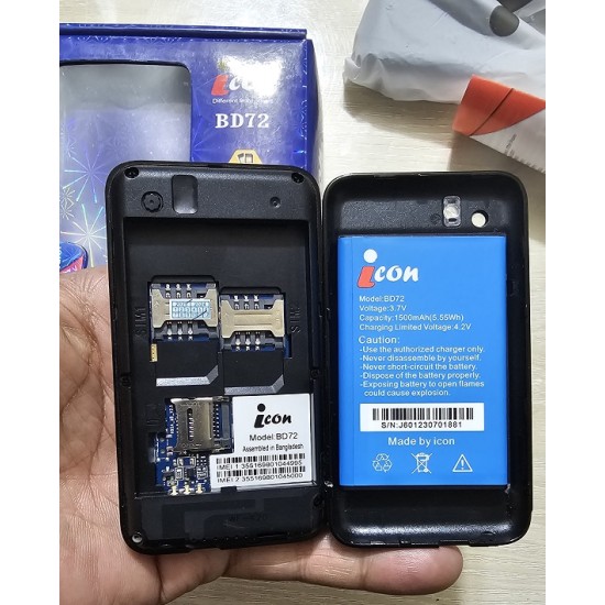 icon BD72 Mini Card Phone Dual Sim Black