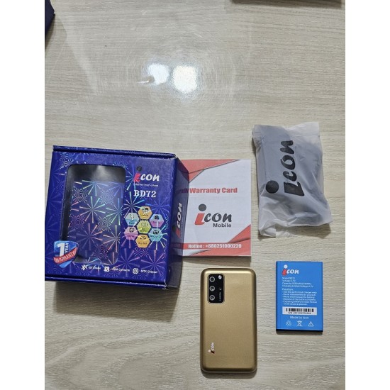 icon BD72 Mini Card Phone Dual Sim Gold