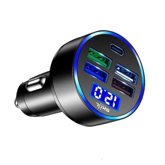 PD Car Charger 4 USB Digital Display Fast Charging