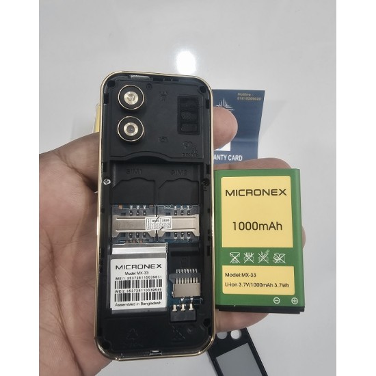 MICRONEX MX33 Mini Card Phone Dual Sim Gold