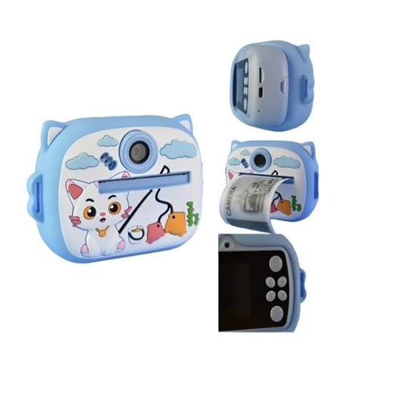 Y900 Cat Kids Print Camera With Silicon Cover Blue