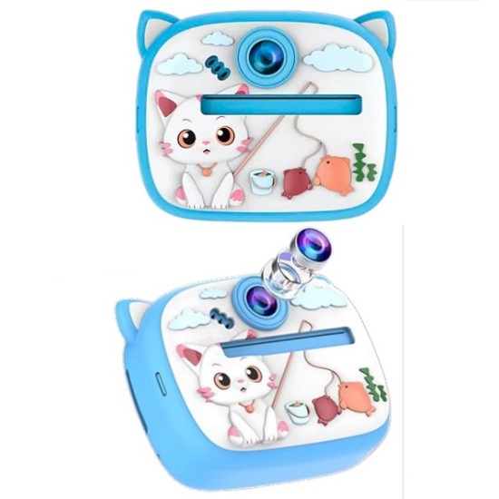 Y900 Cat Kids Print Camera With Silicon Cover Blue Y900 Cat Kids Print Camera With Silicon Cover Blue