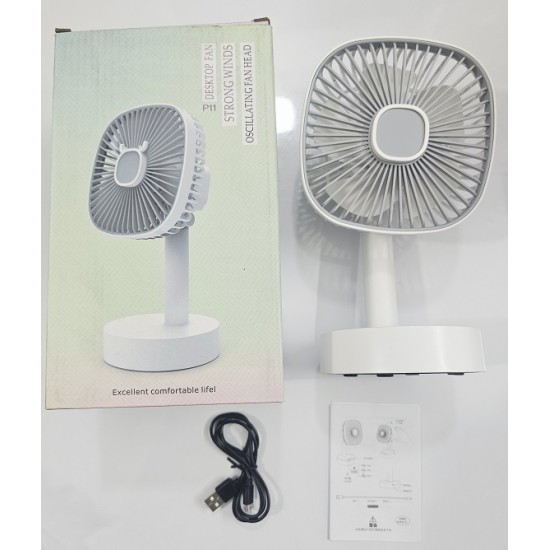 JIVI P11 Desktop Fan AC-DC Rechargable White