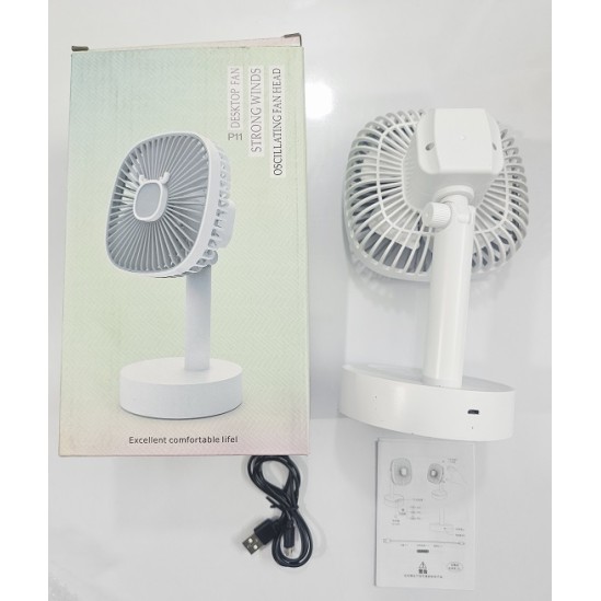 JIVI P11 Desktop Fan AC-DC Rechargable White