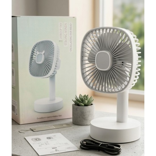 JIVI P11 Desktop Fan AC-DC Rechargable White