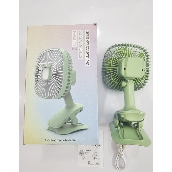 JIVI P12 Clip Fan AC-DC Moving Rechargable Green