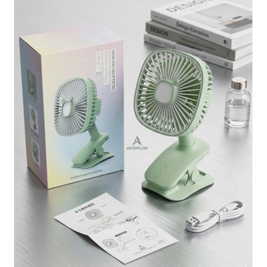 JIVI P12 Clip Fan AC-DC Moving Rechargable Green JIVI P12 Clip Fan AC-DC Moving Rechargable Green