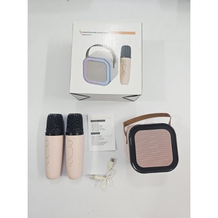 K12 Wireless Karaoke Speaker With Two Microphone - Pink