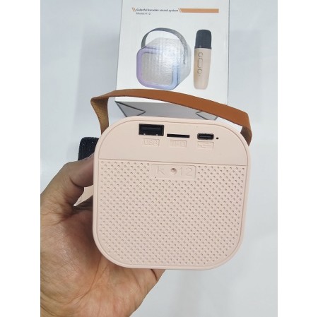 K12 Wireless Karaoke Speaker With Two Microphone - Pink
