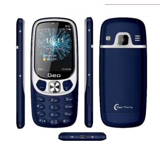 Geo R10 Slim Feature Phone Metal Body Blue
