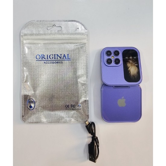 i17 Pro Flip Phone Dual Sim Purpel