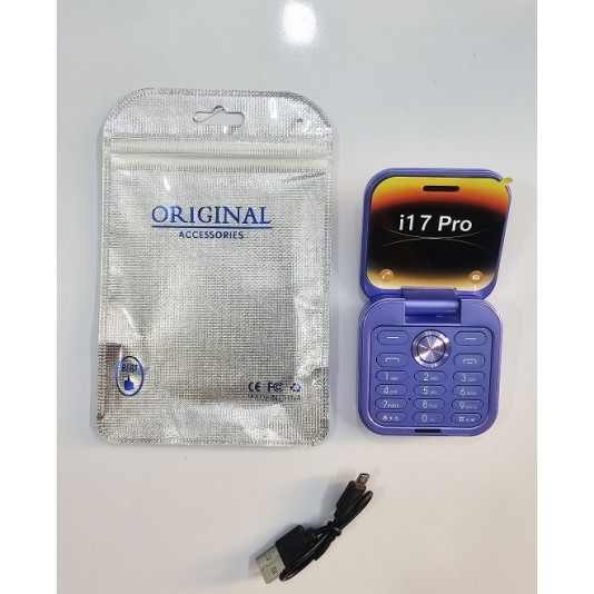 i17 Pro Flip Phone Dual Sim Purpel