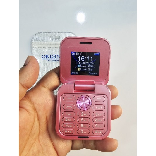 i17 Pro Mini Flip Phone Dual Sim Pink