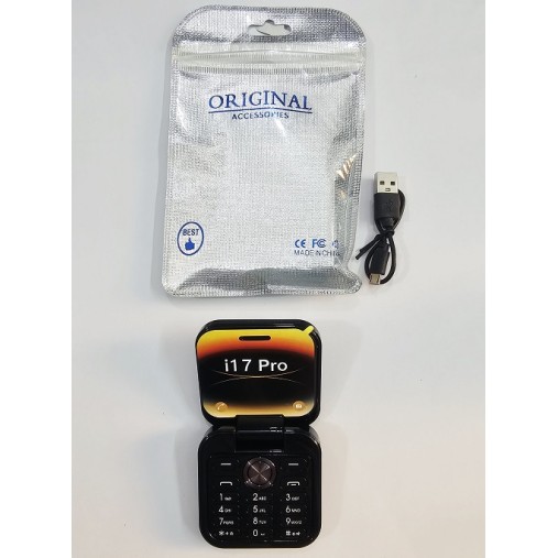i17 Pro Mini Folding Phone Dual Sim Black