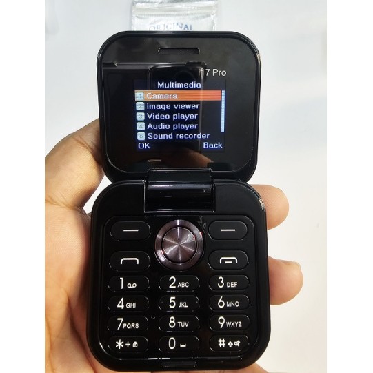 i17 Pro Mini Folding Phone Dual Sim Black