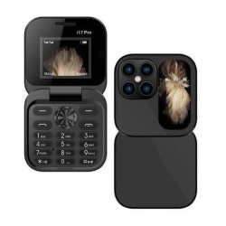 i17 Pro Mini Folding Phone Dual Sim Black