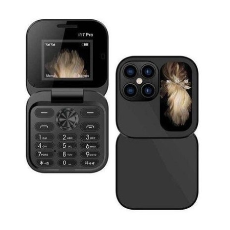i17 Pro Mini Folding Phone Dual Sim Black