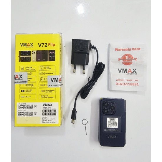 Vmax V72 Mini Flip Phone Dual Display Purpel