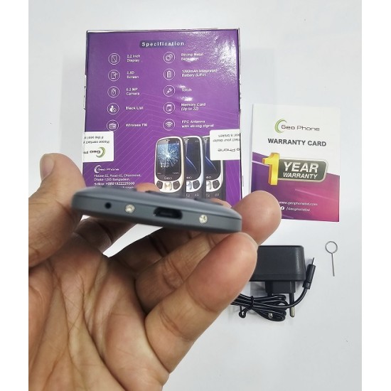 Geo R10 Slim Button Phone Metal Body Dual Sim