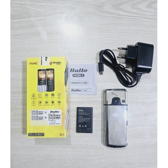 Hallo Fame Button Phone Metal Body Silver