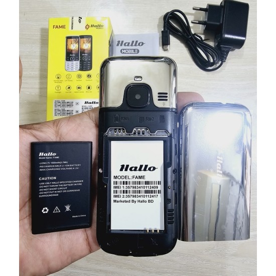 Hallo Fame Button Phone Metal Body Silver