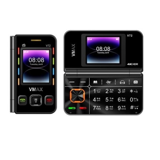 Vmax V72 Mini Button Flip Phone Dual Display