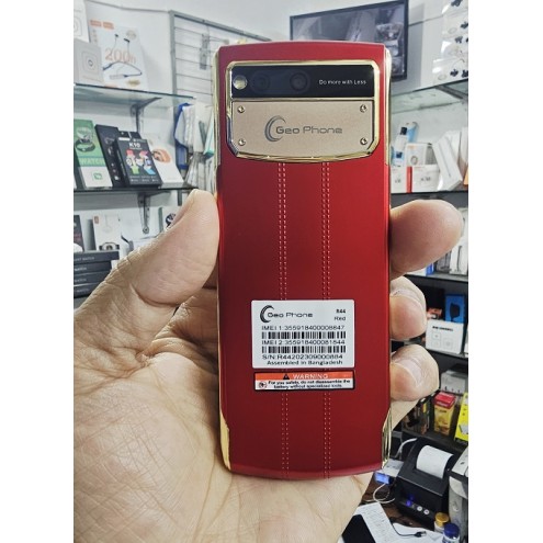 Geo R44 Button Phone Leather Style Red