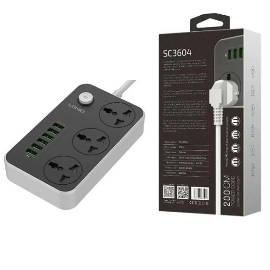 LDNIO 6 USB Multiplug 3 power socket