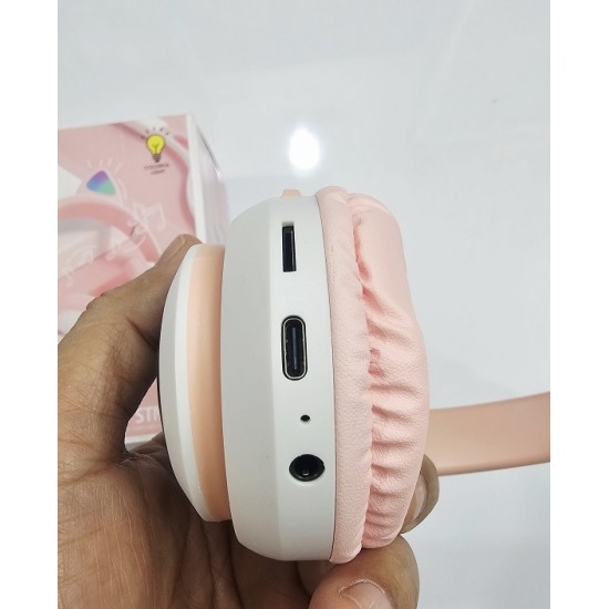 SNT28 Cat Bluetooth Headphone With LED Light Pink
