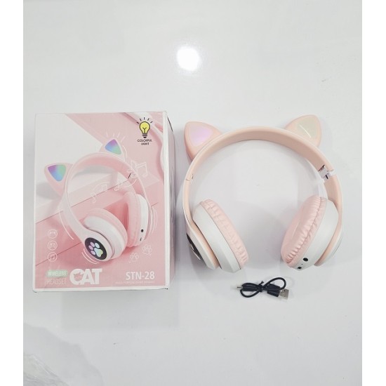 SNT28 Cat Bluetooth Headphone With LED Light Pink