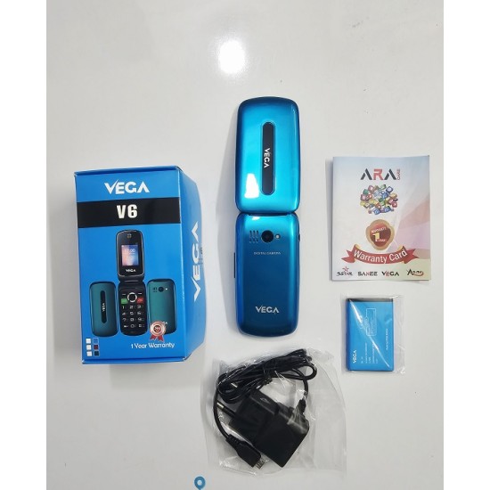 VEGA V6 Folding Phone Dual Sim Blue