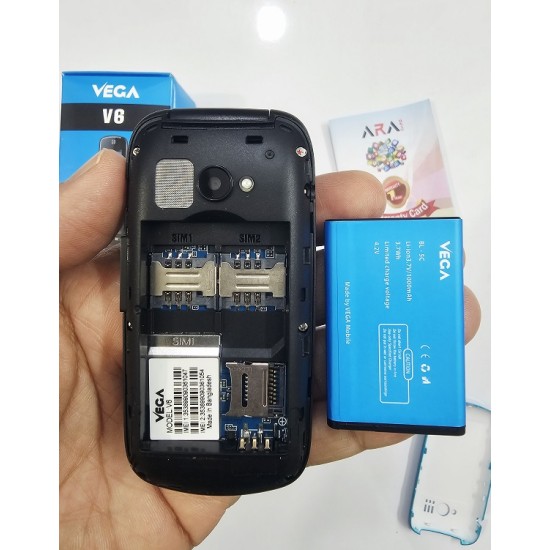 VEGA V6 Folding Phone Dual Sim Blue