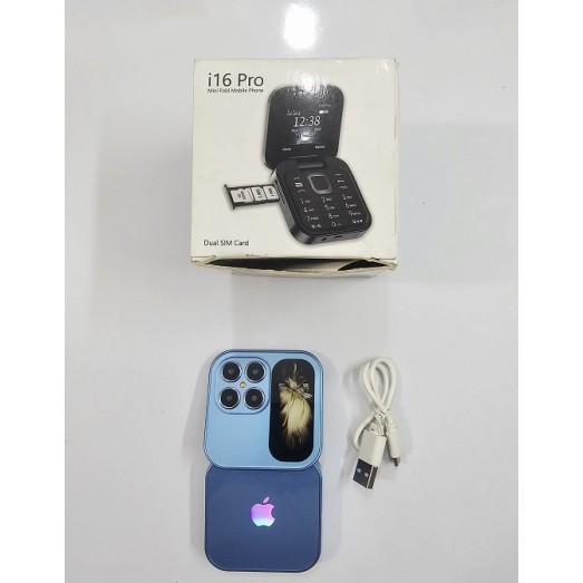 i17 Mini Folding Phone Dual SIM FM Radio Blue
