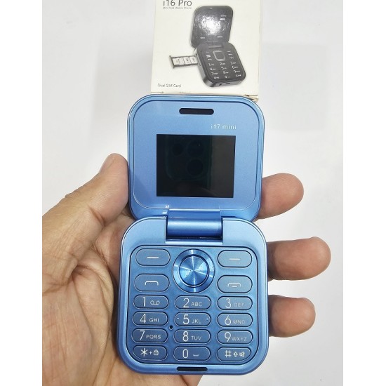 i17 Mini Folding Phone Dual SIM FM Radio Blue