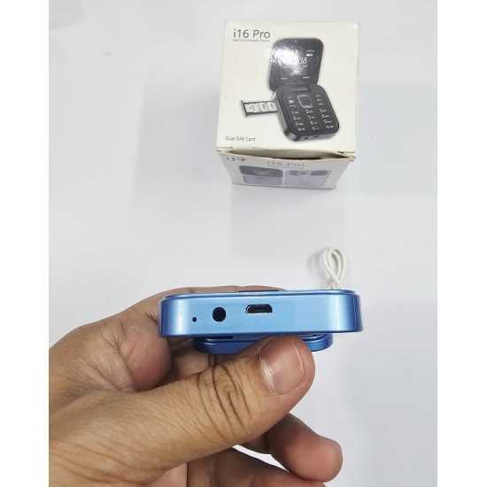 i17 Mini Folding Phone Dual SIM FM Radio Blue