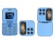 i17 Mini Folding Phone Dual SIM FM Radio Blue
