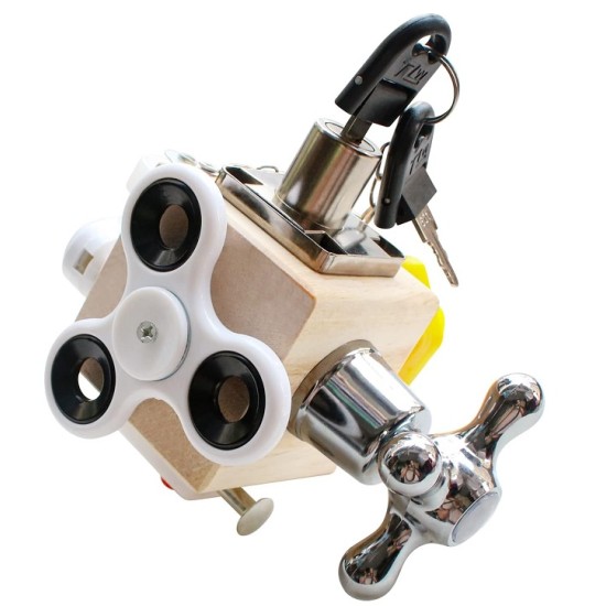 Kids Busy Cube Wooden Activity Fidget Toy