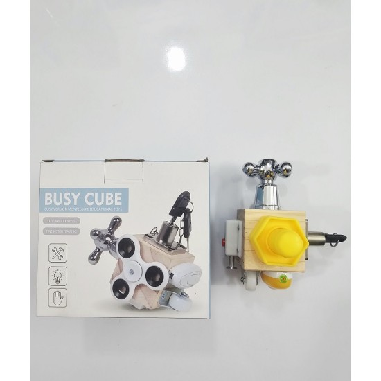 Kids Busy Cube Wooden Activity Fidget Toy