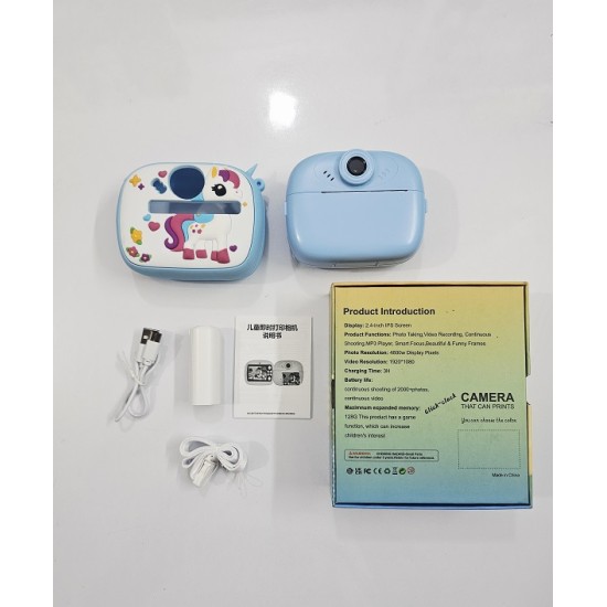 Y800 Kids Print Camera With Silicon Cover Blue