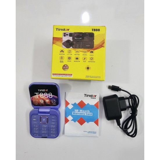 Tinstar T888 Folding Phone Camera 2 Sim Purpel