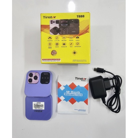 Tinstar T888 Folding Phone Camera 2 Sim Purpel