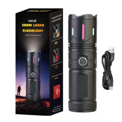 D5 Aluminium Alloy Super Bright Flashlight Zoom Display Red Light