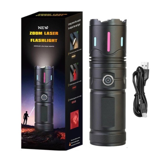 D5 Aluminium Alloy Super Bright Flashlight Zoom Display Red Light